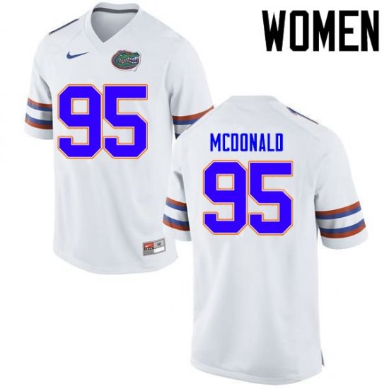 Women's Florida Gators #95 Ray McDonald NCAA Nike White Authentic Stitched College Football Jersey ZZH5862TF